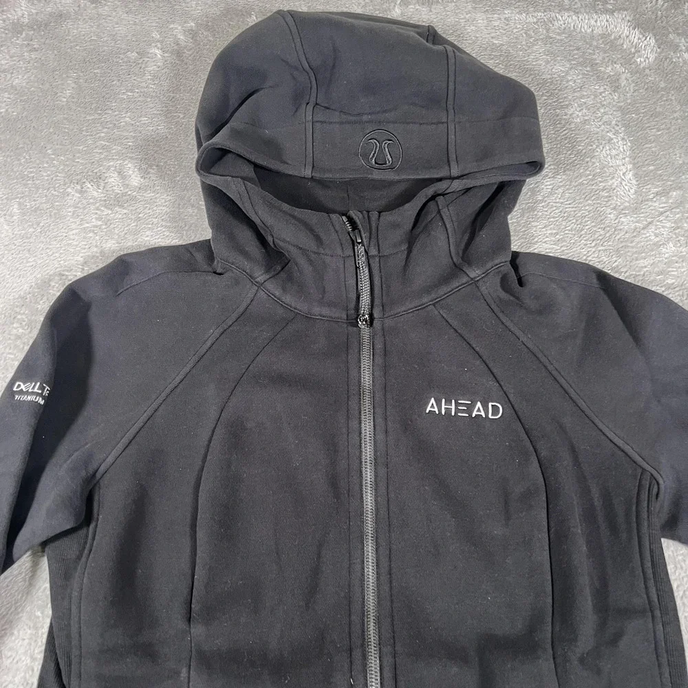 Lululemon Scuba Hoodie Womens 12 Black Full Zip Light Cotton Fleece Warm Branded